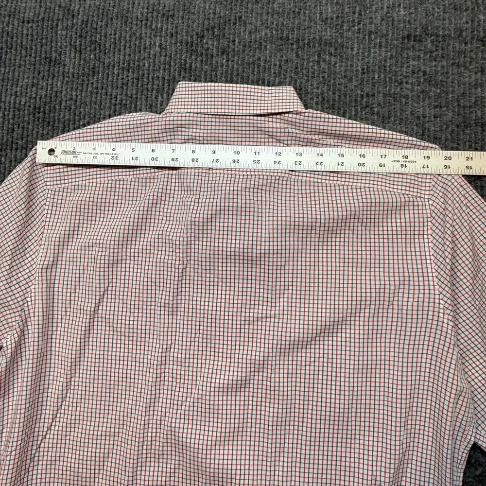 Banana Republic Tech Stretch Shirt Mens L Slim Fit‎ Red Blue Plaid Button Down